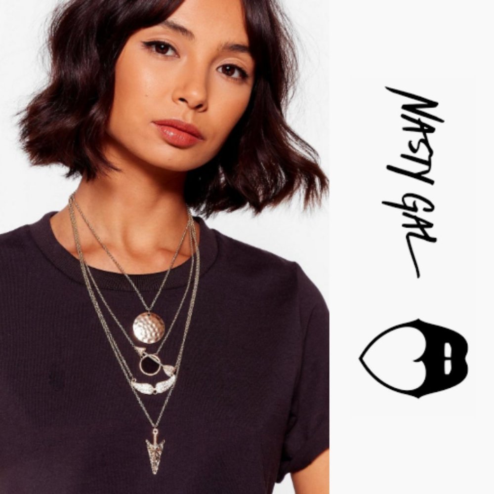 NWT Nasty Gal On the Straight and Arrow Layered Necklace